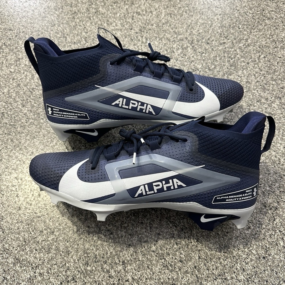 Nike Alpha Menace 4 Elite Football Cleats Mens 16 FZ7701-400 Navy Blue White